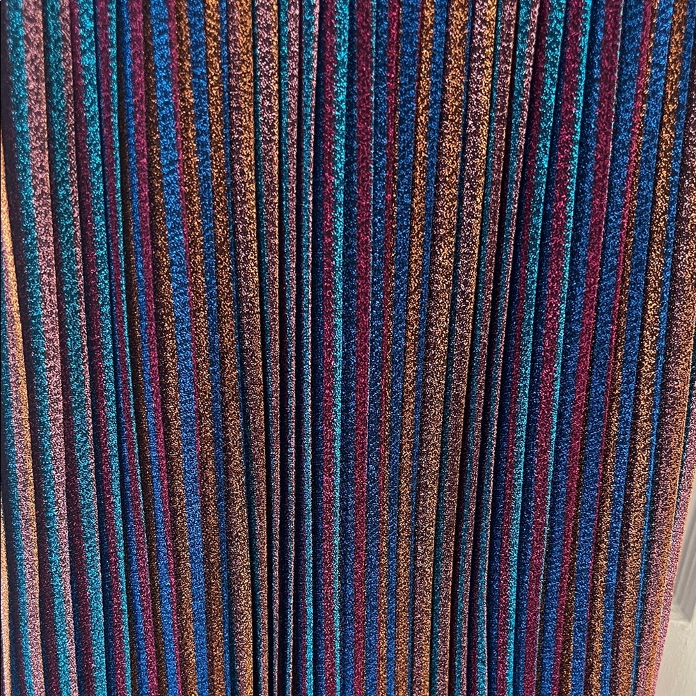 NWT Dress the Population Haley Metallic Stripe V-neck Cocktail Dress - Picture 12 of 16